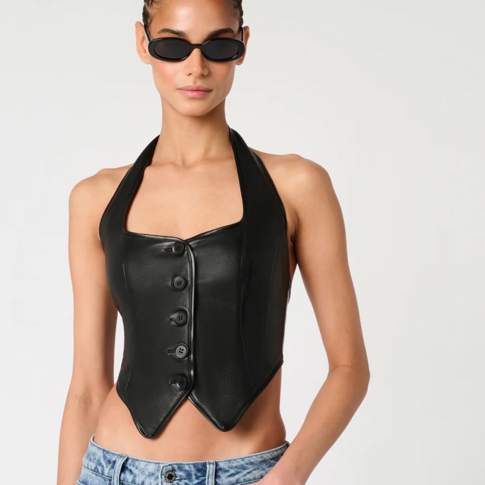 NWT Vegan Leather Halter Vest